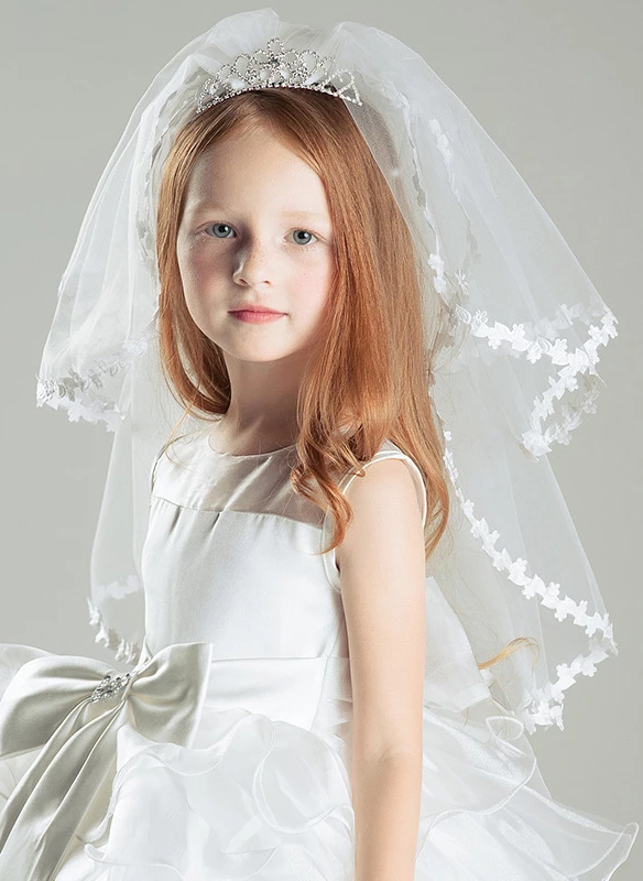 Flower Girl Tulle Veils With Lace