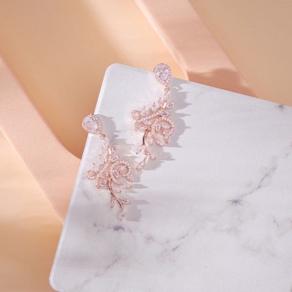 Ladies' Fashionable Alloy With Irregular Cubic Zirconia Earrings